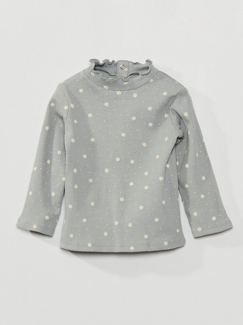Sous pull en maille côtelé Bleu clair - Kiabi