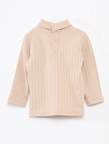 Sous pull en maille côtelée avec fleurs fantaisie en coton