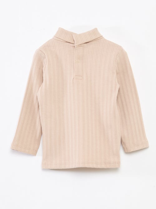 Sous pull en maille côtelée avec fleurs fantaisie en coton - Kiabi