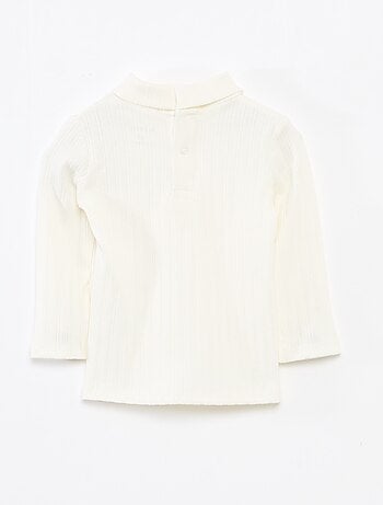 Sous pull en maille côtelée avec fleurs fantaisie en coton