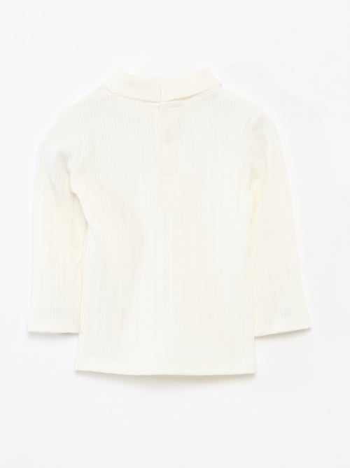 Sous pull en maille côtelée avec fleurs fantaisie en coton - Kiabi