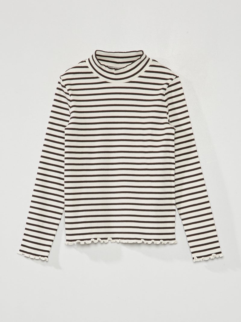 Sous-pull en maille côtelée avec imprimé Noir/blanc - Kiabi