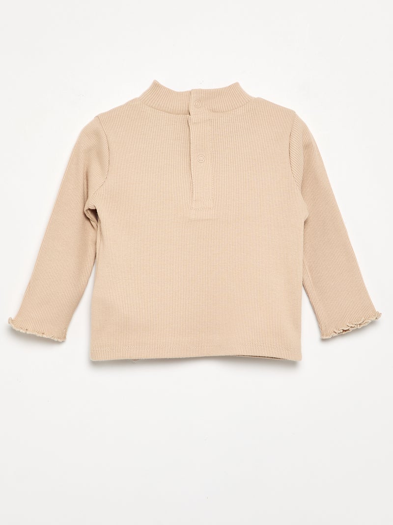 Sous-pull en maille côtelée Beige - Kiabi