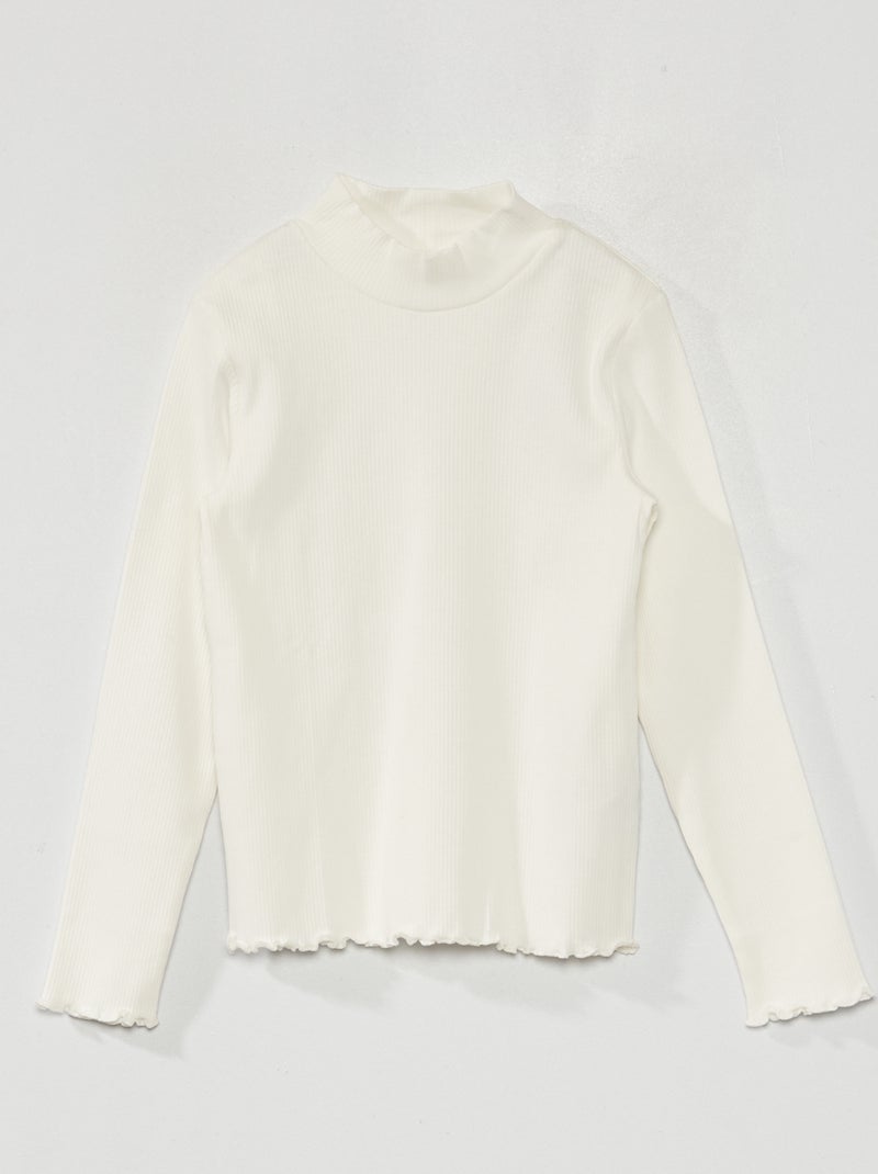 Sous-pull en maille côtelée blanc - Kiabi