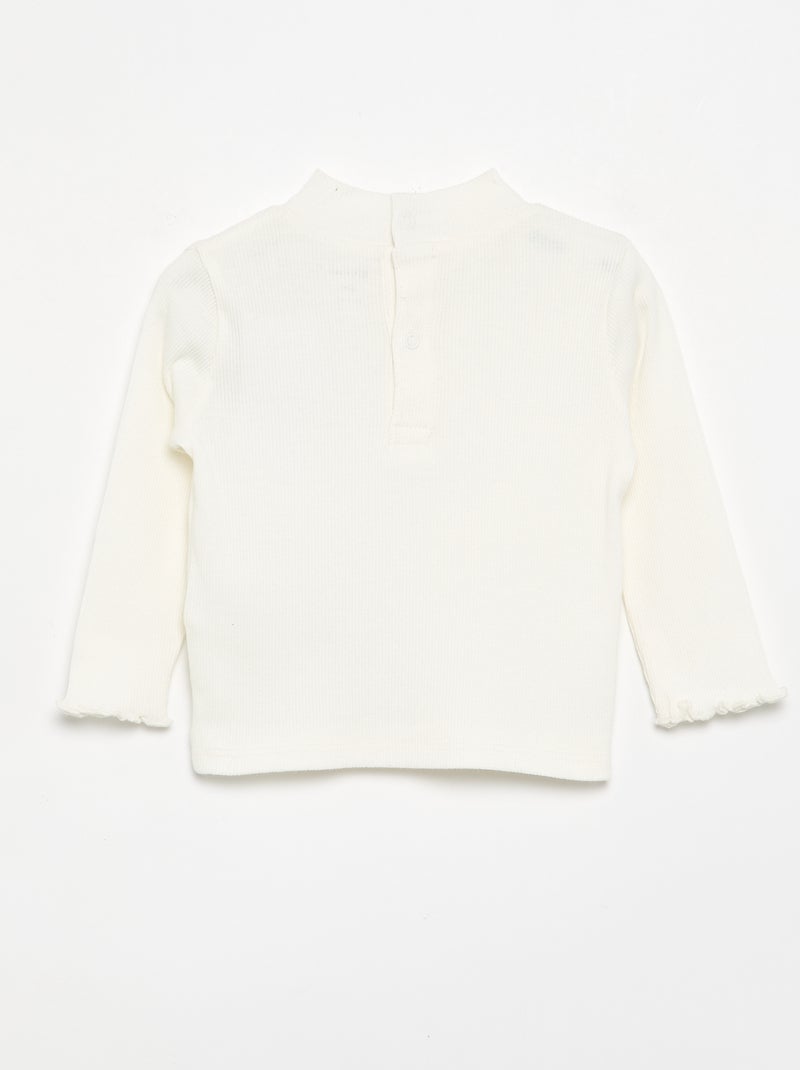 Sous-pull en maille côtelée Blanc - Kiabi