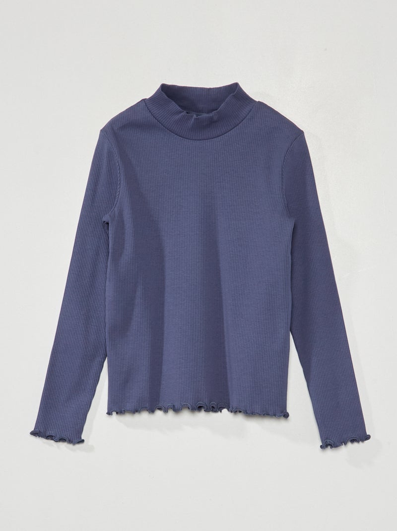 Sous-pull en maille côtelée Bleu - Kiabi
