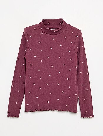 Sous-pull en maille côtelée imprimée