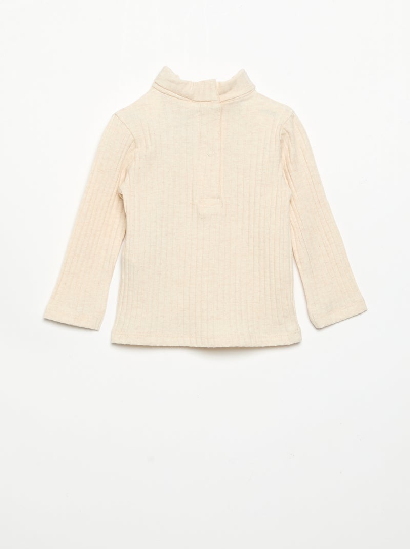 Sous-pull en maille côtelée plate Beige - Kiabi