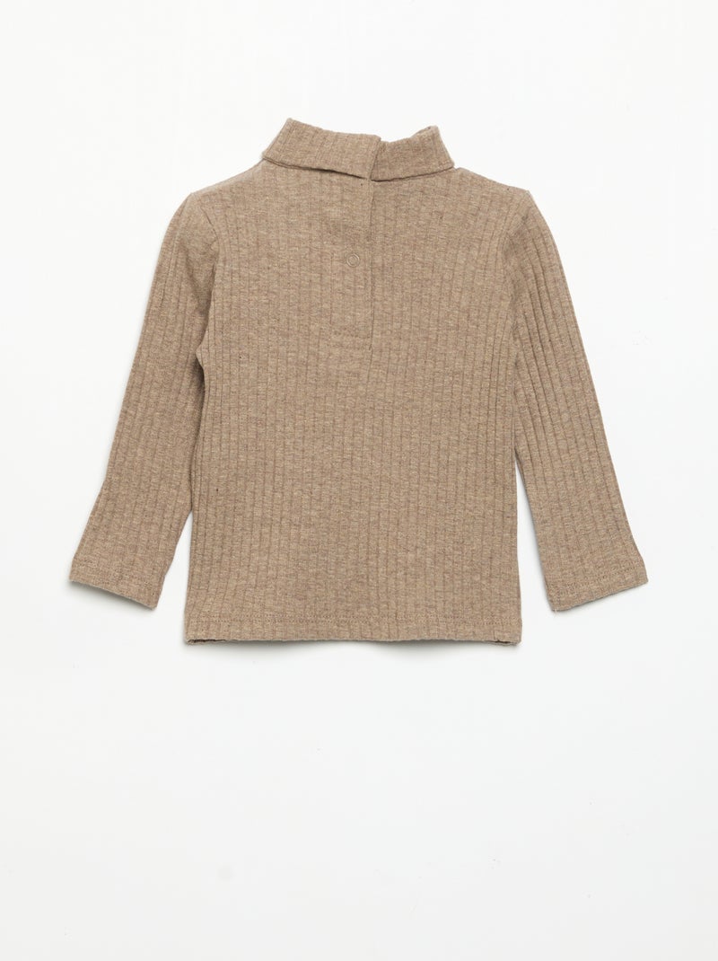 Sous-pull en maille côtelée plate Marron - Kiabi