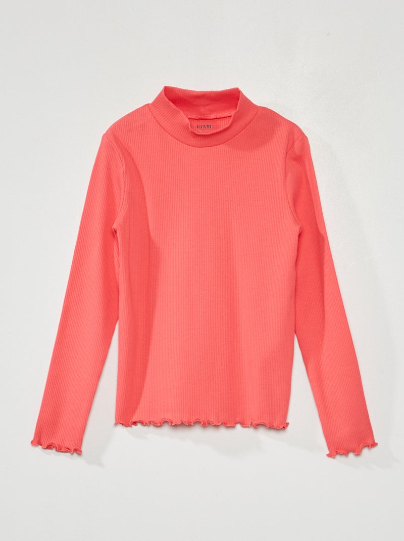 Sous-pull en maille côtelée Rose - Kiabi