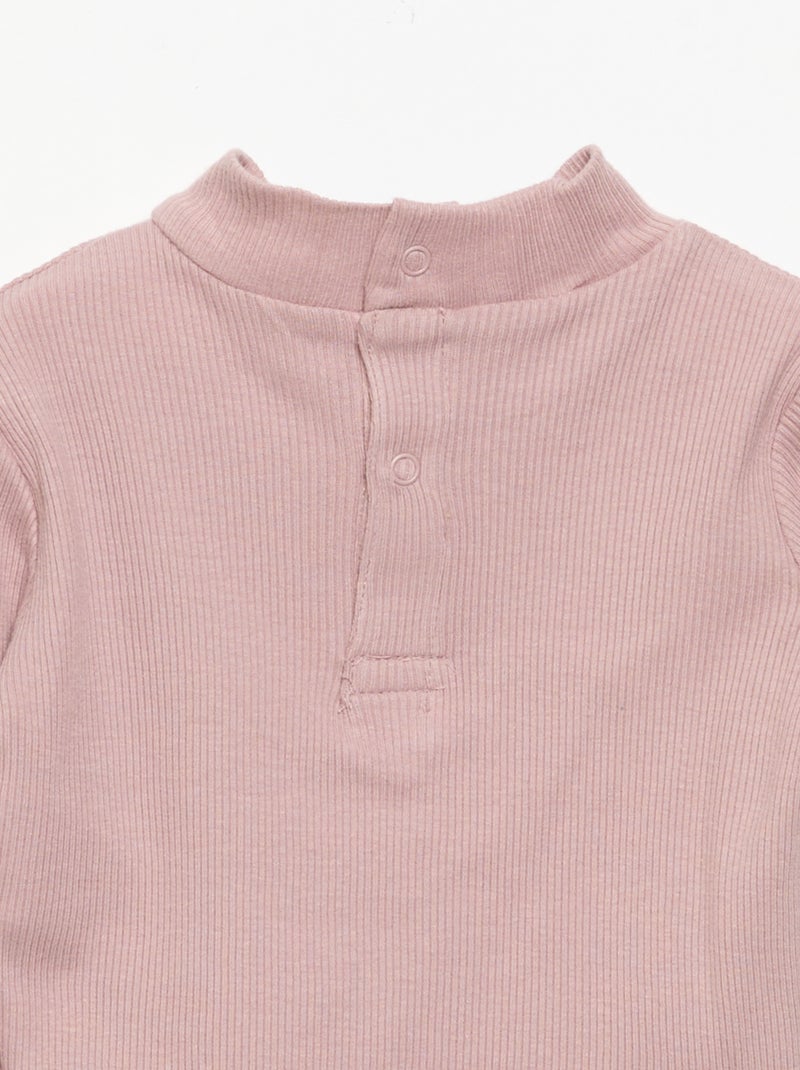 Sous-pull en maille côtelée Rose - Kiabi