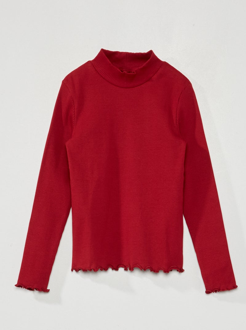 Sous-pull en maille côtelée Rouge - Kiabi