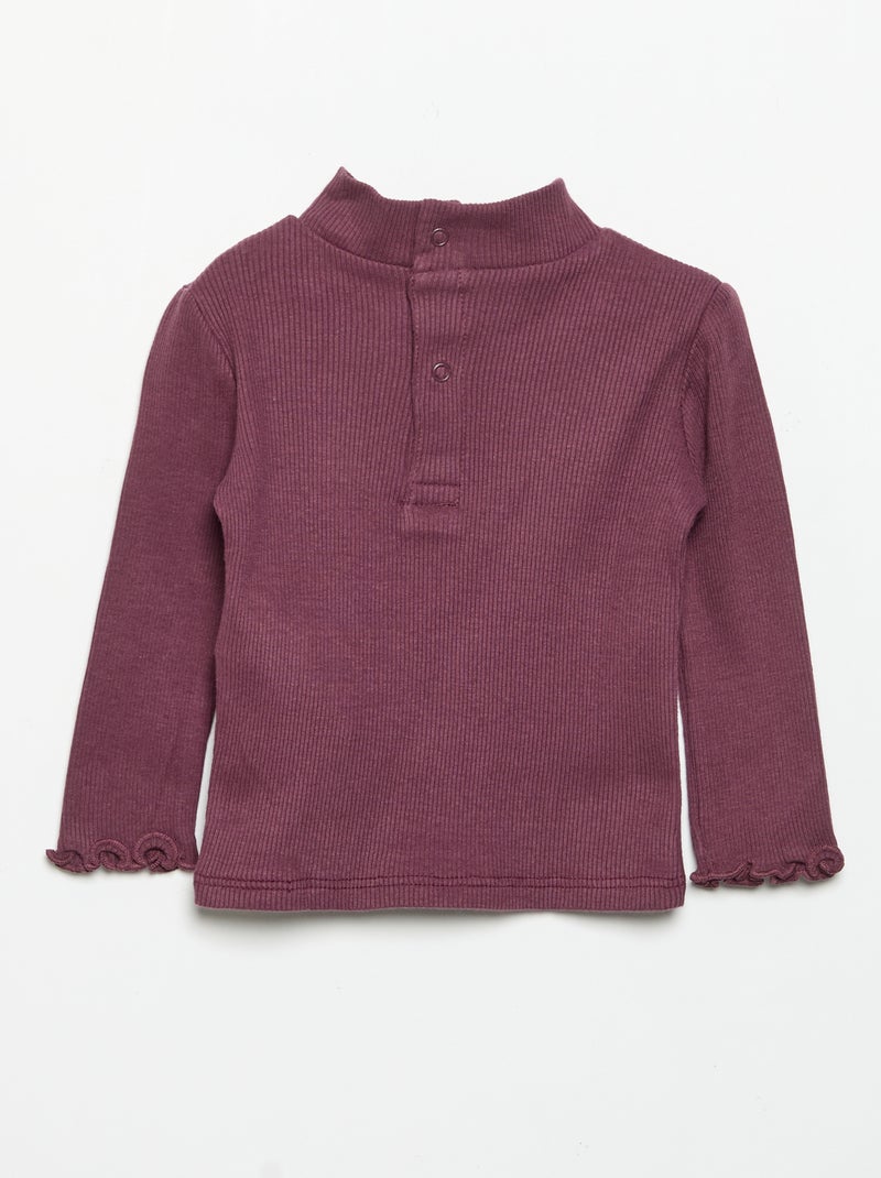 Sous-pull en maille côtelée Violet - Kiabi