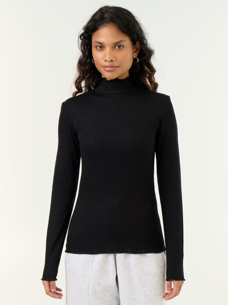 Sous-pull en pointelle Noir - Kiabi