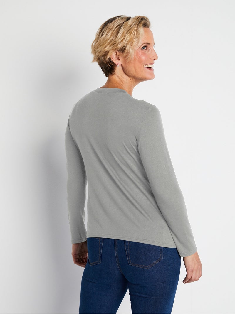 Sous-pull extensible col montant Gris chiné - Kiabi