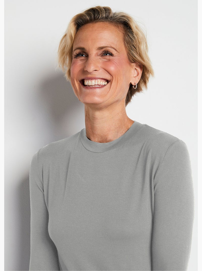 Sous-pull extensible col montant Gris chiné - Kiabi