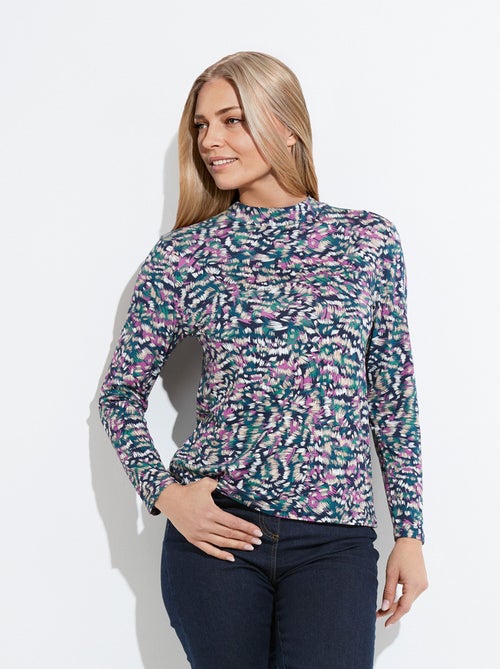 Sous-pull imprimé col montant manches longues - Kiabi