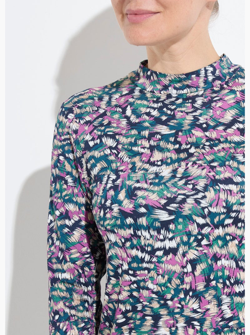 Sous-pull imprimé col montant manches longues Multicolore - Kiabi