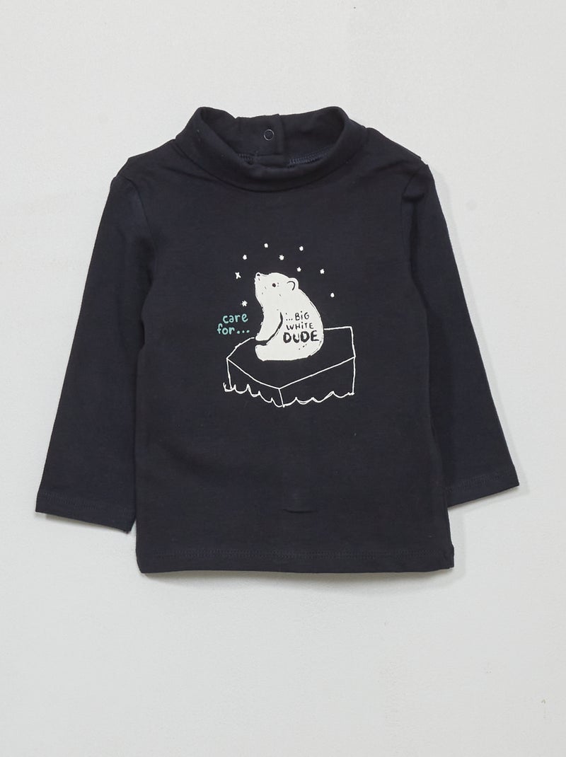 Sous-pull imprimé fantaisie Bleu marine - Kiabi