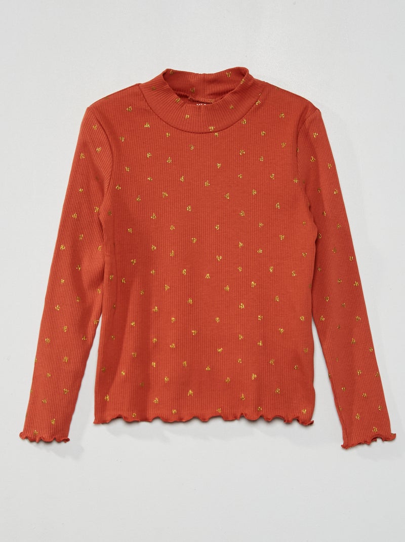 Sous pull imprimé Orange - Kiabi
