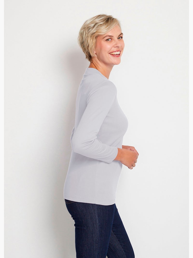 Sous-pull long souple maille douce - Afibel Argent - Kiabi