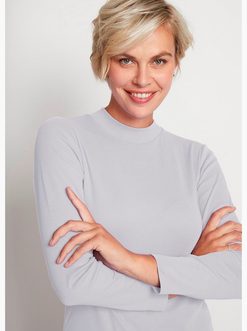 Sous-pull long souple maille douce - Afibel Argent - Kiabi