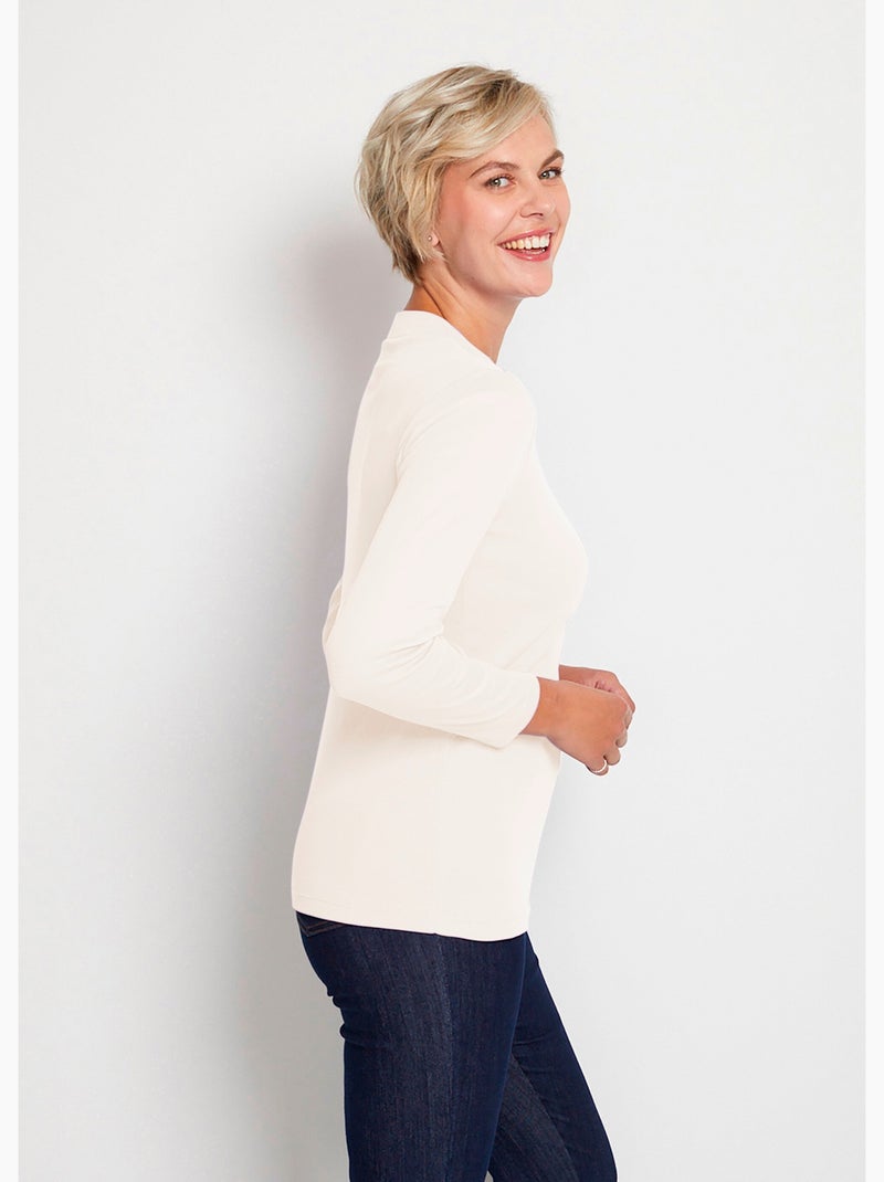 Sous-pull long souple maille douce - Afibel Bois naturel - Kiabi