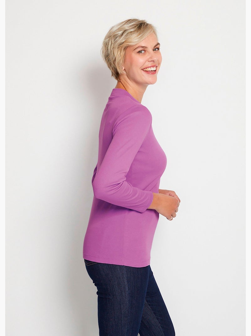 Sous-pull long souple maille douce - Afibel Violet foncé - Kiabi