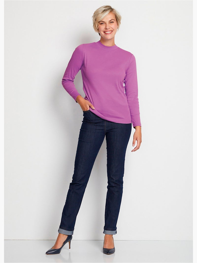 Sous-pull long souple maille douce - Afibel Violet foncé - Kiabi
