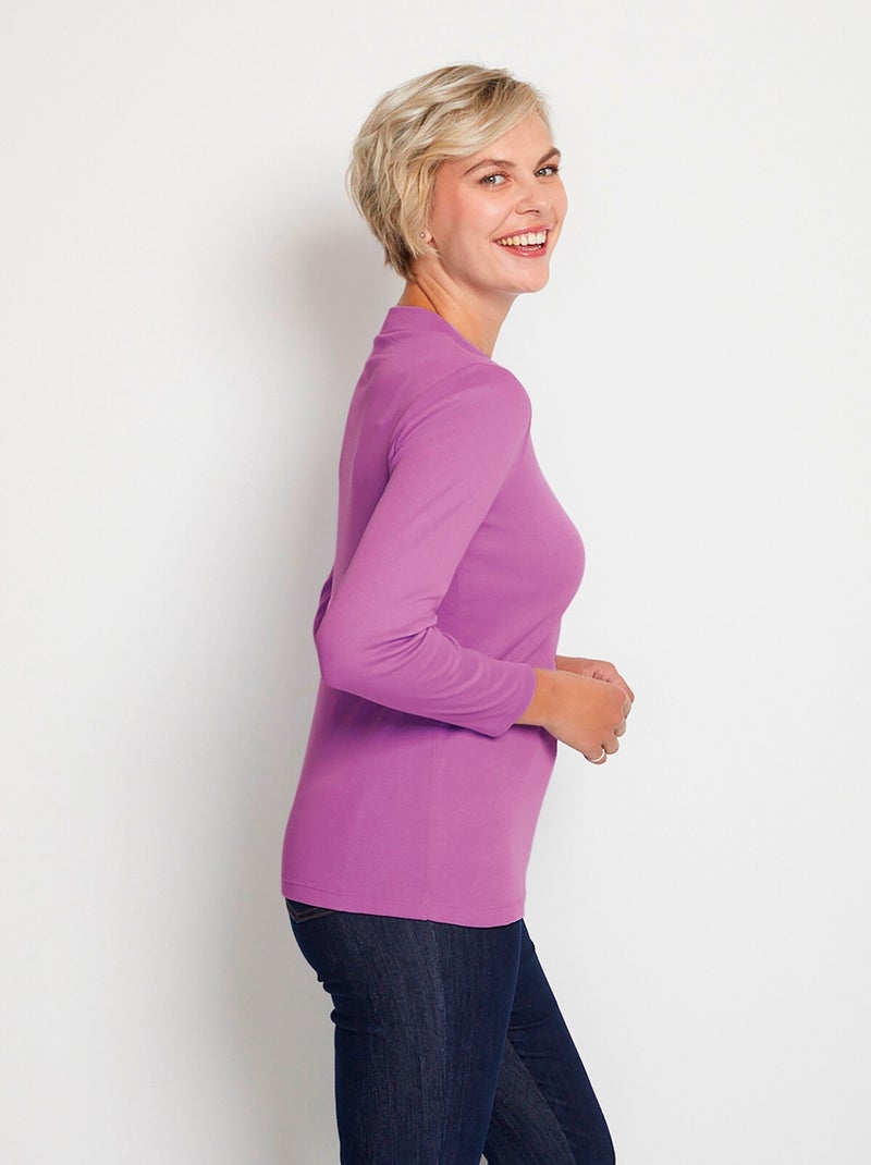 Sous-pull long souple maille douce Violet - Kiabi