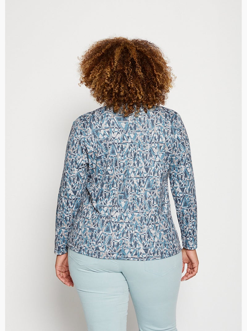Sous-pull maille chinée extensible - Afibel Bleu gris - Kiabi