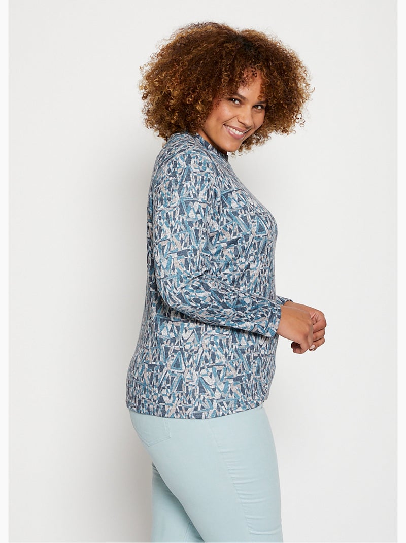 Sous-pull maille chinée extensible - Afibel Bleu gris - Kiabi
