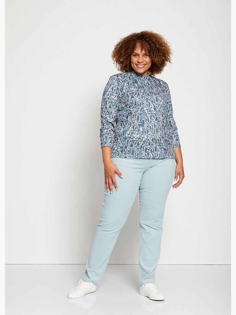 Sous-pull maille chinée extensible - Afibel Bleu gris - Kiabi