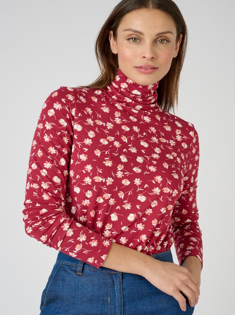 Sous pull maille col roulé - Damart Rouge - Kiabi