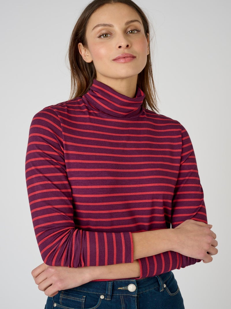 Sous pull maille col roulé - Damart Violet - Kiabi