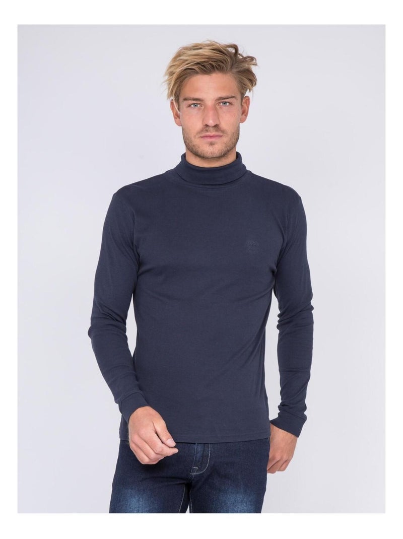 Sous-pull pur coton WAREN Bleu marine - Kiabi