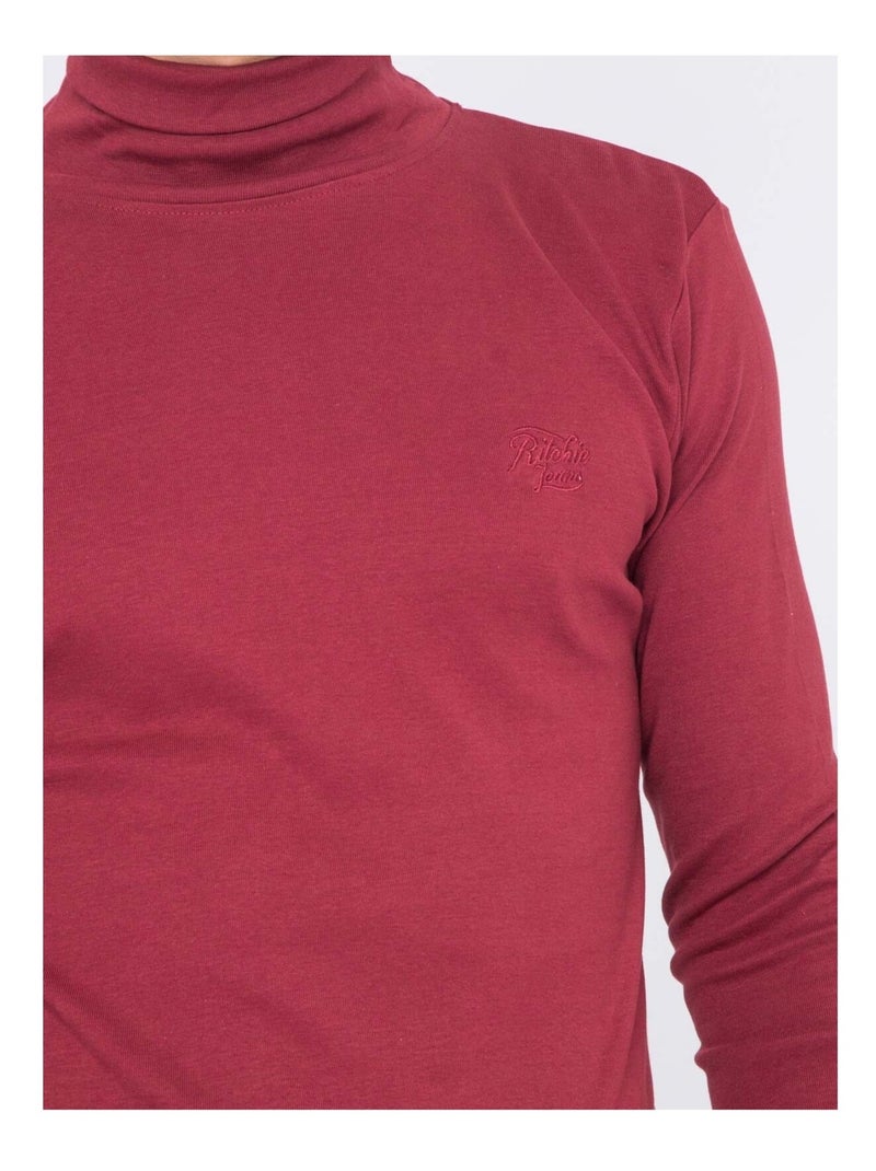 Sous-pull pur coton WAREN Bordeaux - Kiabi