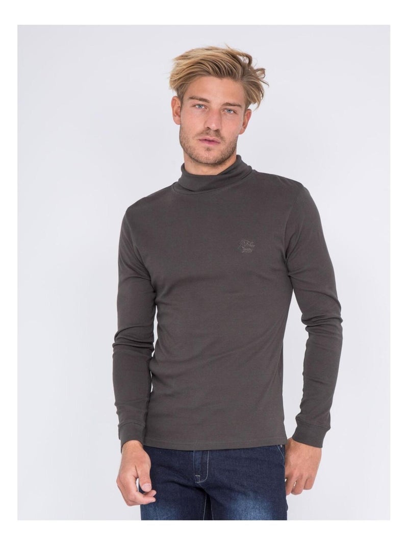 Sous-pull pur coton WAREN gris anthracite - Kiabi