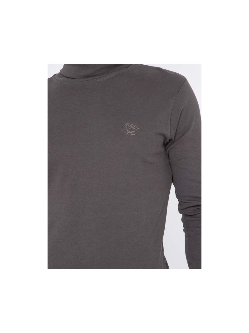 Sous-pull pur coton WAREN gris anthracite - Kiabi