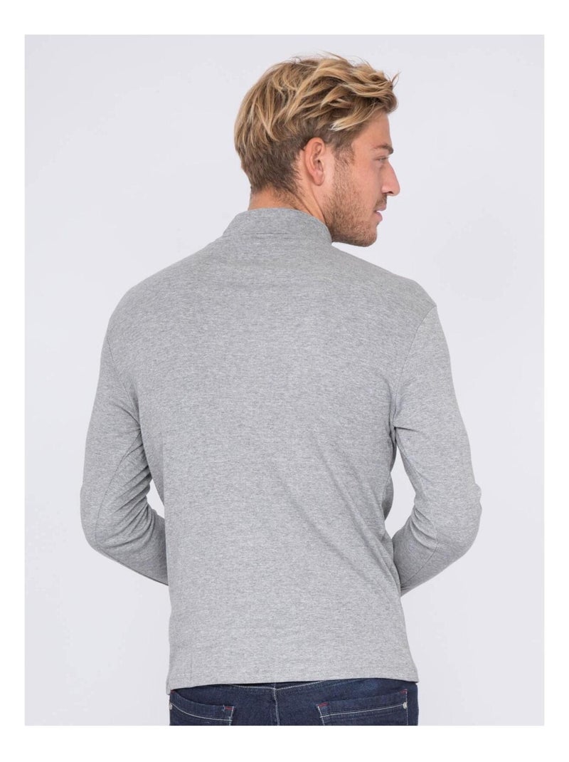 Sous-pull pur coton WAREN Gris chiné - Kiabi