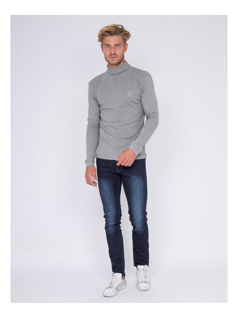 Sous-pull pur coton WAREN Gris chiné - Kiabi