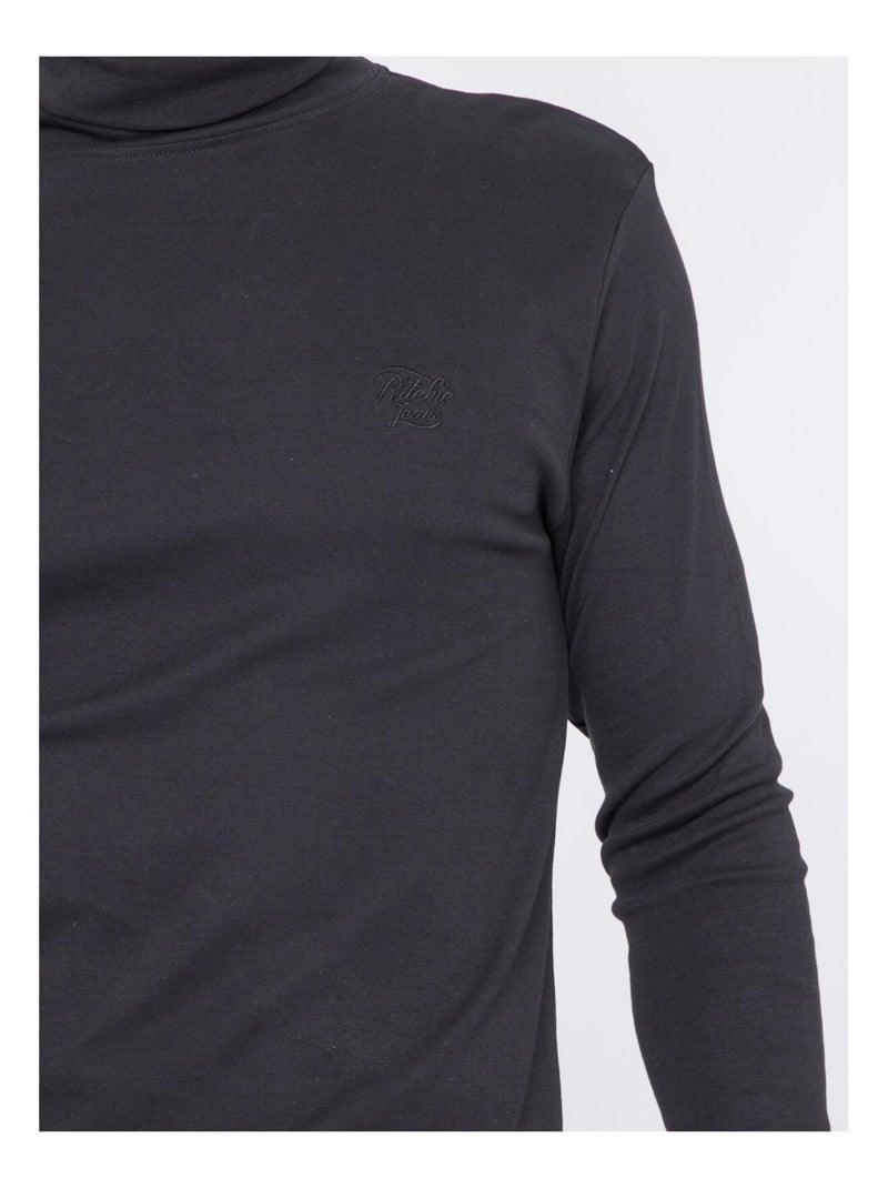 Sous-pull pur coton WAREN Noir - Kiabi