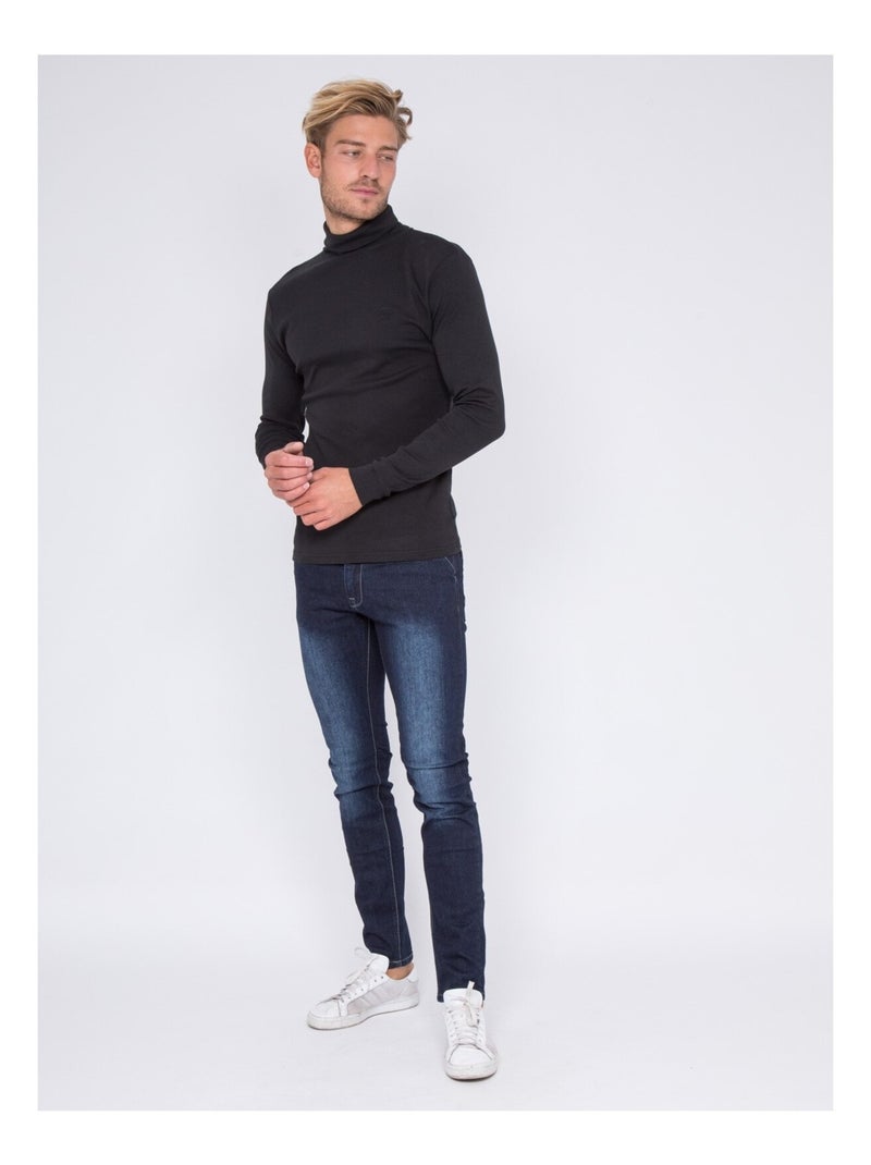 Sous-pull pur coton WAREN Noir - Kiabi