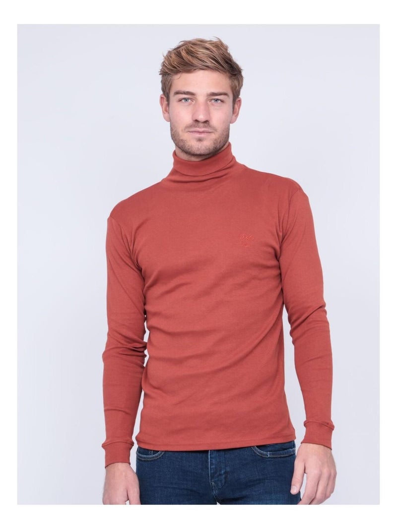 Sous-pull pur coton WAREN Rouge brique - Kiabi