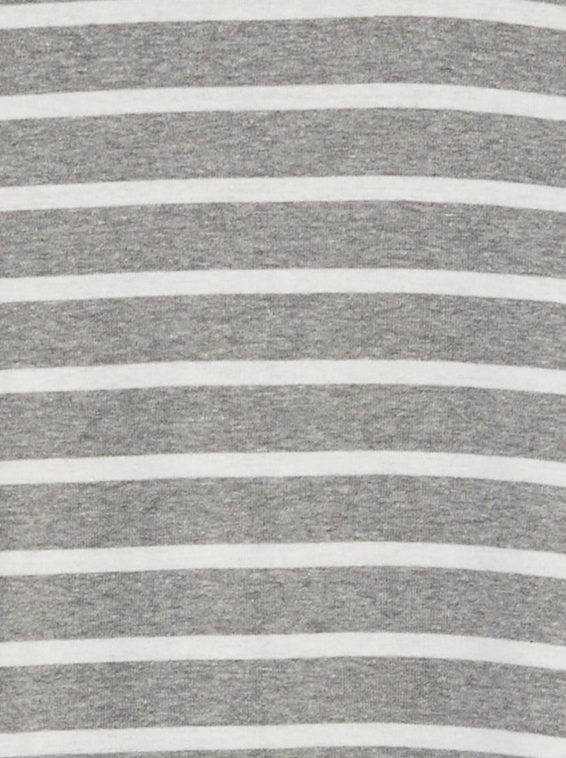 Sous pull rayé en coton stretch Gris - Kiabi