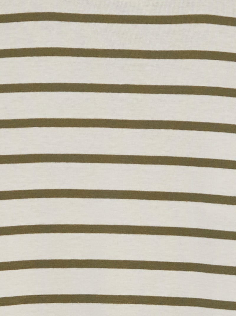 Sous pull rayé en coton stretch Vert - Kiabi