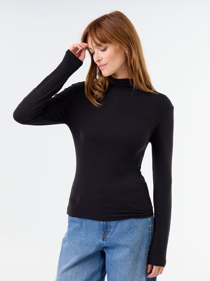 Sous-pull stretch à col roulé Noir - Kiabi