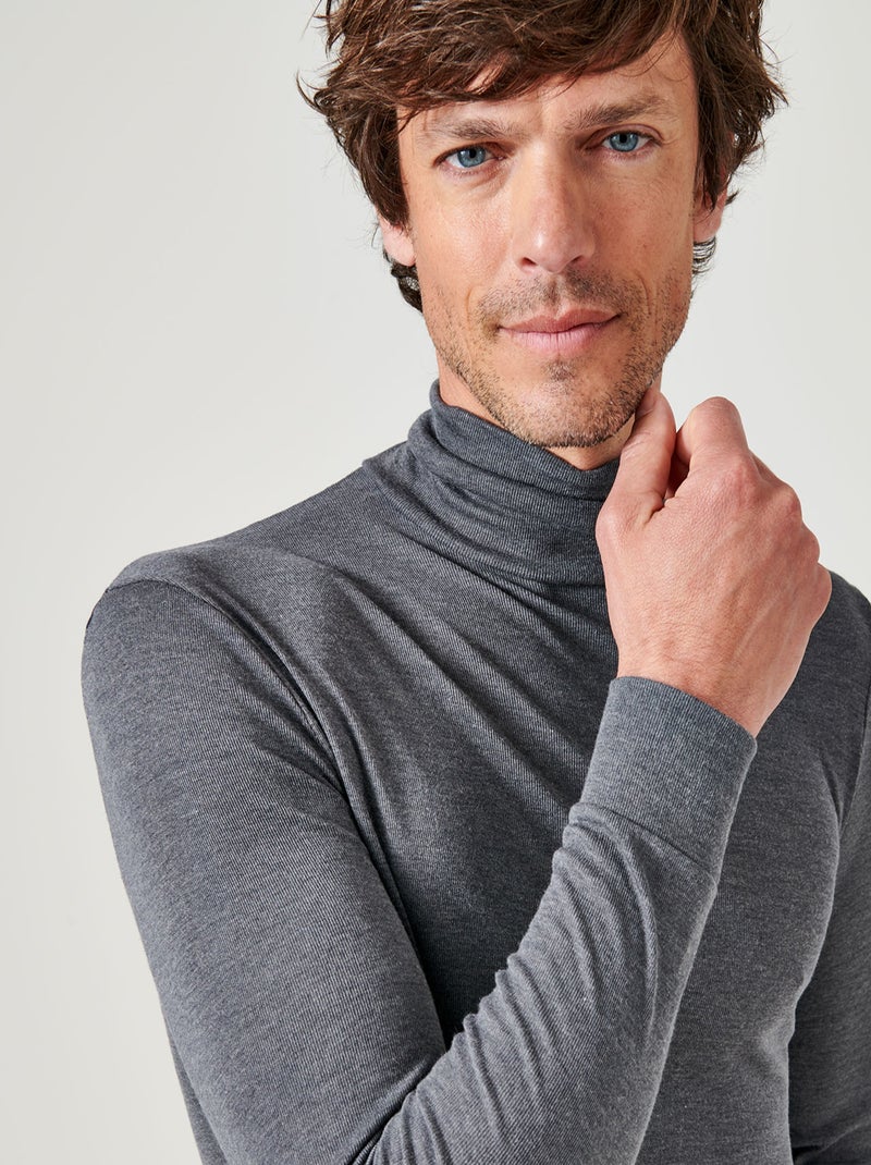 Sous-pull Thermolactyl col roulé  thermique - Damart Gris - Kiabi