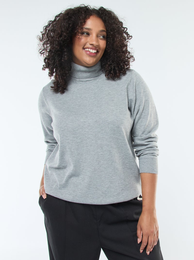 Sous-pull uni avec col roulé Noir - Kiabi