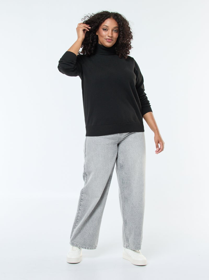 Sous-pull uni avec col roulé Noir - Kiabi